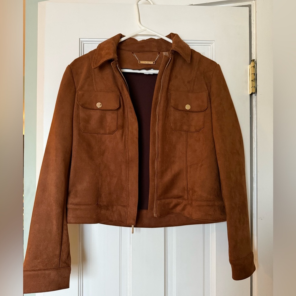 NWT Tahari light suede brown jacket small